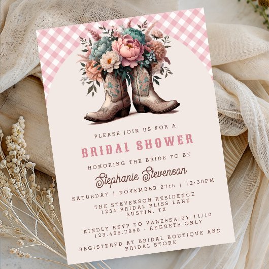 Rustique Cowgirl Boots nuptiale douche Invitation