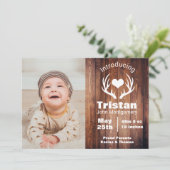 Rustique Deer Antlers Barne Faire-part de naissanc (Debout devant)