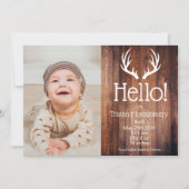 Rustique Deer Antlers Barne Faire-part de naissanc (Devant)