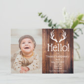 Rustique Deer Antlers Barne Faire-part de naissanc (Debout devant)