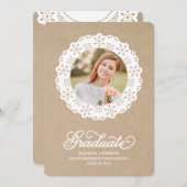 Rustique Doily | Invitation de la fête de graduati (Devant / Derrière)