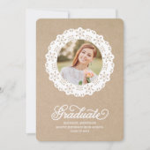 Rustique Doily | Invitation de la fête de graduati (Devant)