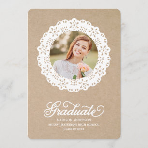 Rustique Doily Invitation de la fête de graduati