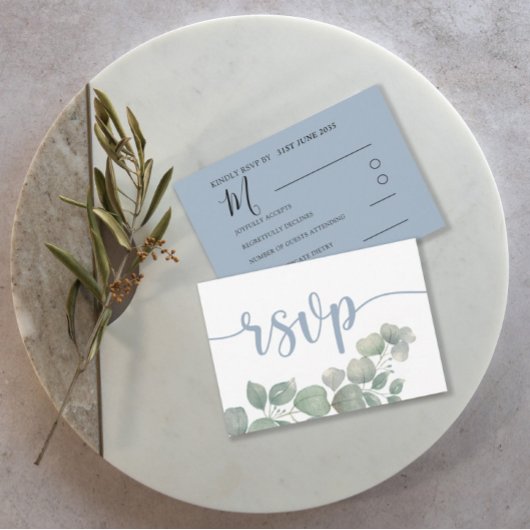 Rustique Dusty Blue RSVP Mariage