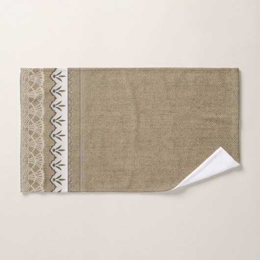 Rustique Elegance Burlap et dentelle (Serviette à main)