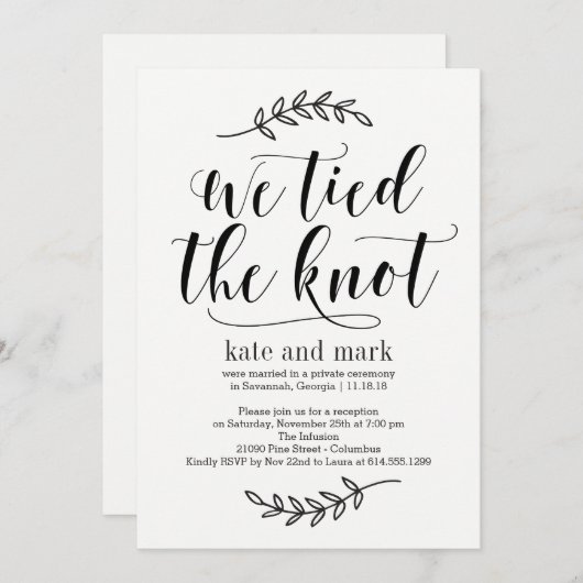 Rustique Elegance Mariage Elopement Invitation (Devant / Derrière)