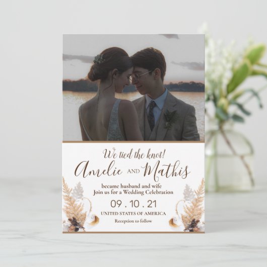 Rustique élégant avec faire-part de mariage photo (Debout devant)