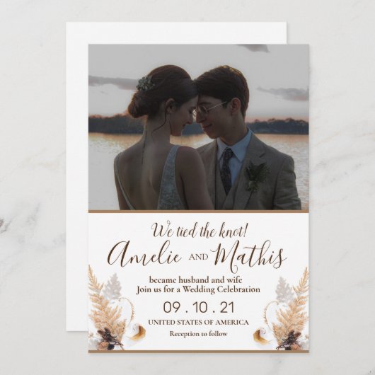 Rustique élégant avec faire-part de mariage photo (Devant / Derrière)