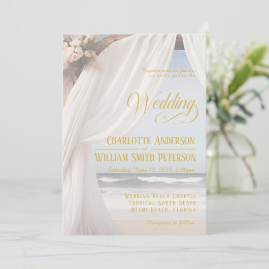 Rustique Elegant Beach Wedding Invitation (Debout devant)