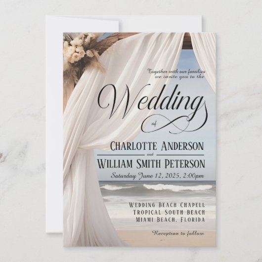 Rustique Elegant Beach Wedding Invitation (Devant)
