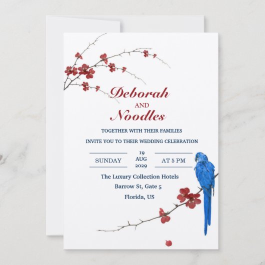 rustique Élégant faire-part de mariage d'oiseau un (Devant)