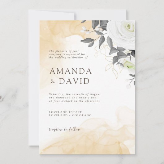 Rustique Élégant Faire-part de mariage Floral Blan (Devant)