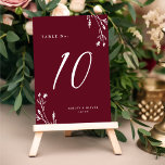 Rustique Elegant Fleur sauvage de Bourgogne Mariag<br><div class="desc">Ce design élégant et rustique de numéro de table de mariage est doté d'un bel arrière - plan de couleur bordeaux avec des fleurs sauvages dessinés à la main et une élégante typographie en blanc. Le design est le même de part et d'autre. Consultez notre collection de Fleurs sauvages rustiques...</div>