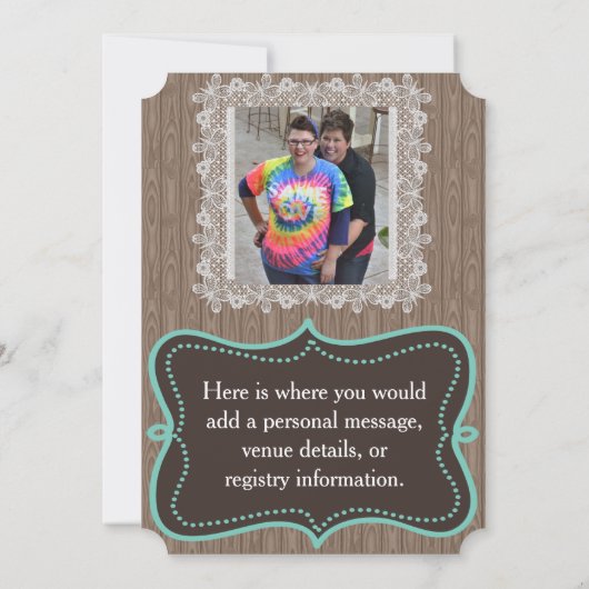 Rustique Enregistrer la carte de date, deux mariée (Dos)