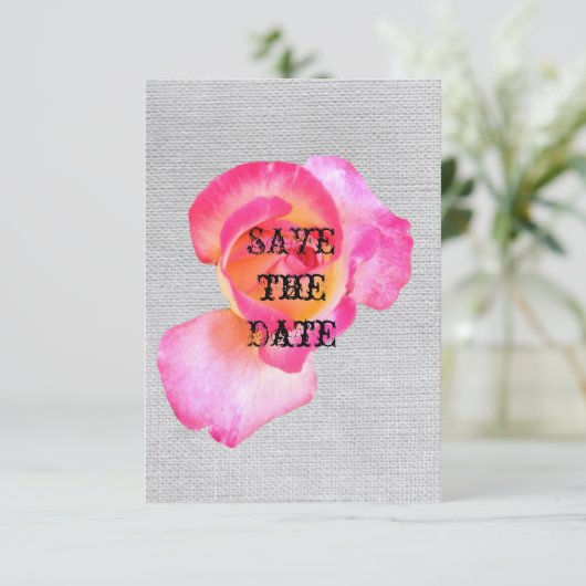 Rustique Enregistrer la carte de date, Rose rose (Debout devant)