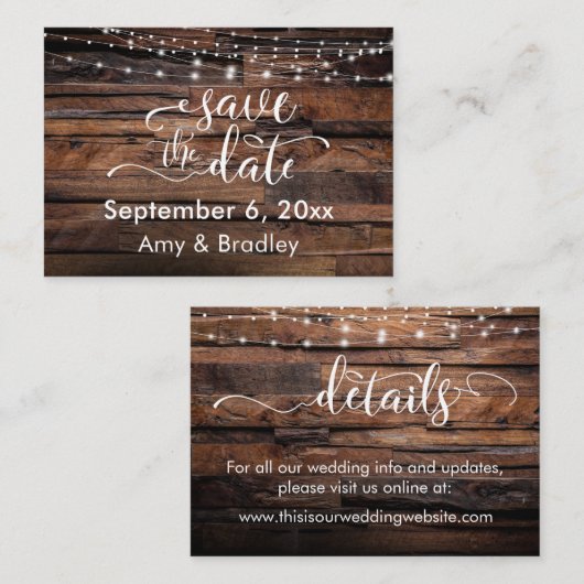 Rustique Enregistrer la date + détails Cartes de f (Devant / Derrière)