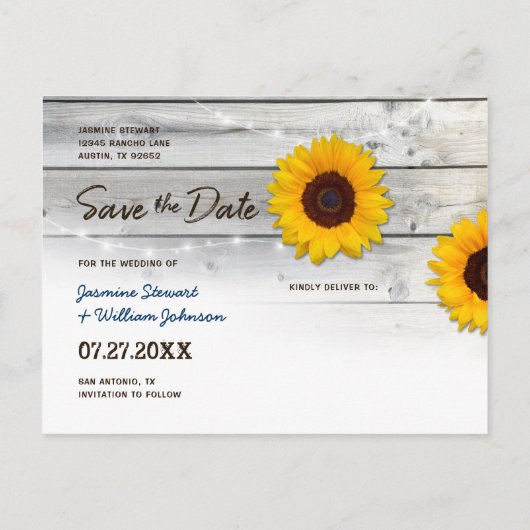 Rustique Enregistrer les invitations de date | Tou (Dos)