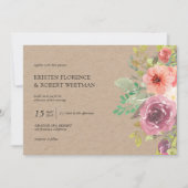 Rustique été Floral Kraft Faire-part de mariage (Devant)