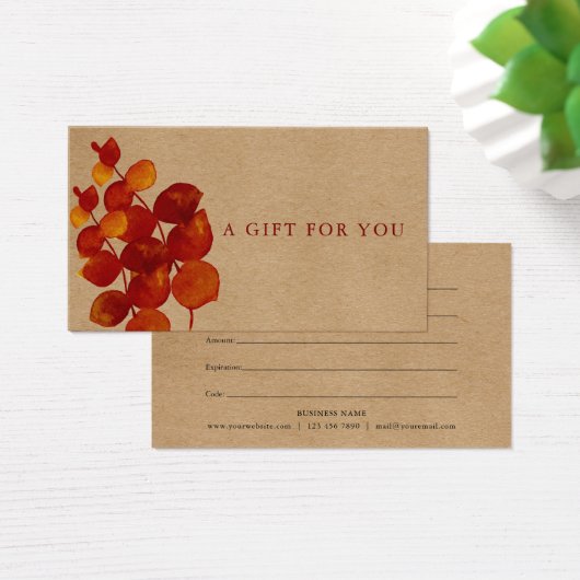 Rustique Eucalyptus Feuille certificat cadeau (Bureau)