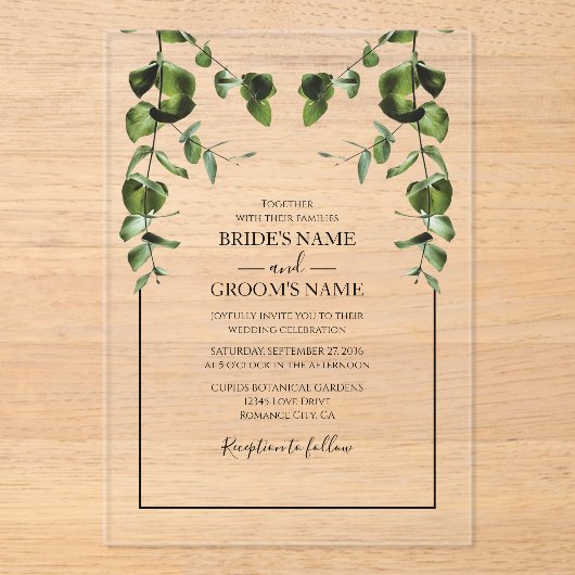 Rustique Eucalyptus Feuilles de mariage Invitation (Recto)