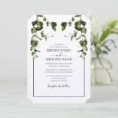 Rustique Eucalyptus Feuilles de mariage Invitation (Debout devant)