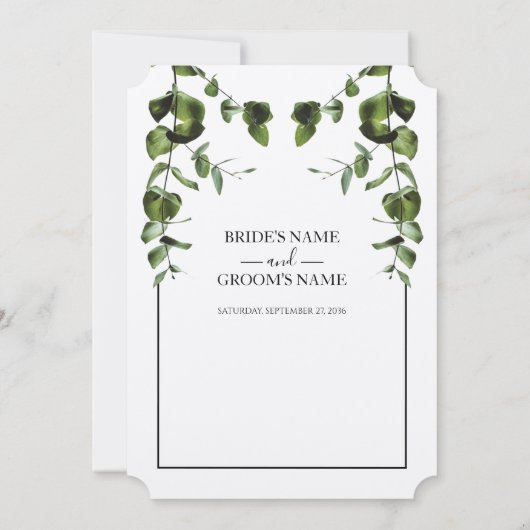 Rustique Eucalyptus Feuilles de mariage Invitation (Dos)
