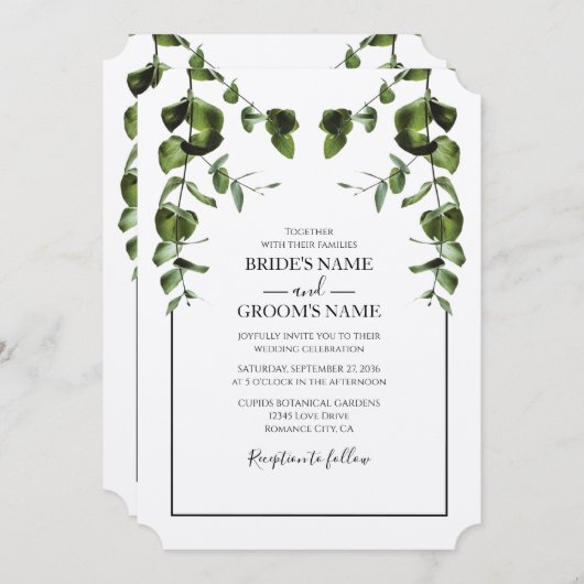 Rustique Eucalyptus Feuilles de mariage Invitation (Devant / Derrière)