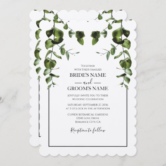 Rustique Eucalyptus Feuilles de mariage Invitation (Devant / Derrière)