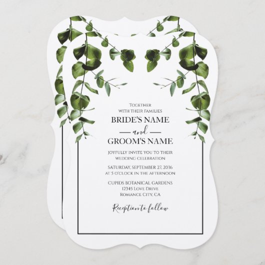 Rustique Eucalyptus Feuilles de mariage Invitation (Devant / Derrière)