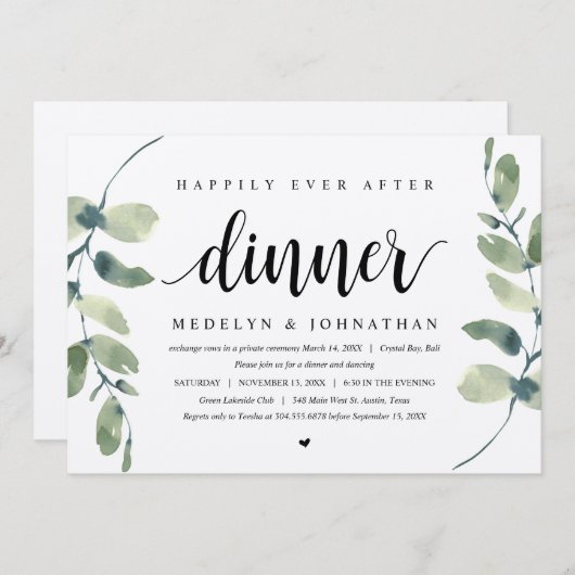 Rustique Eucalyptus, Invitation de dîner de mariag (Devant / Derrière)