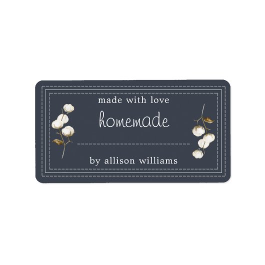 Rustique fait maison Étiquette en coton Sprig bleu (Devant)