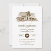 rustique | Ferme | Invitations de mariage en bois (Devant)