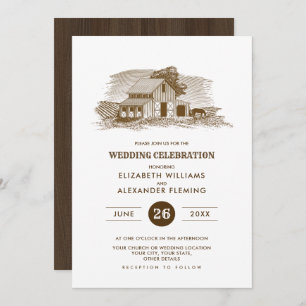 rustique Ferme Invitations de mariage en bois