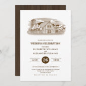rustique | Ferme | Invitations de mariage en bois  (Devant / Derrière)