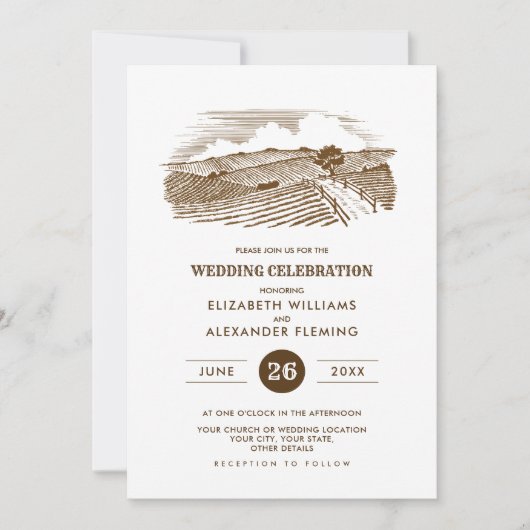 rustique | Ferme | Invitations de mariage en bois  (Devant)