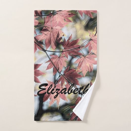 Rustique feuille d'érable rouillé rouge brun rose (Serviette à main)