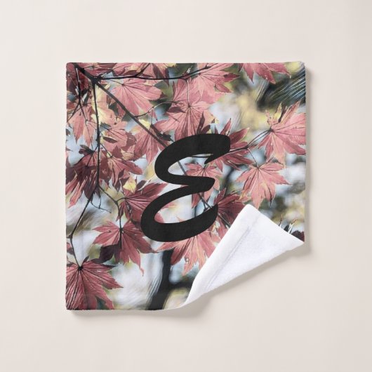 Rustique feuille d'érable rouillé rouge brun rose (Gant de toilette)