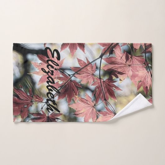 Rustique feuille d'érable rouillé rouge brun rose (Serviette à main)