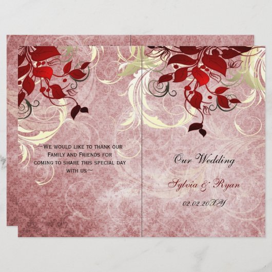 Rustique feuille rouge hiver bi pli programme de m (Devant / Derrière)