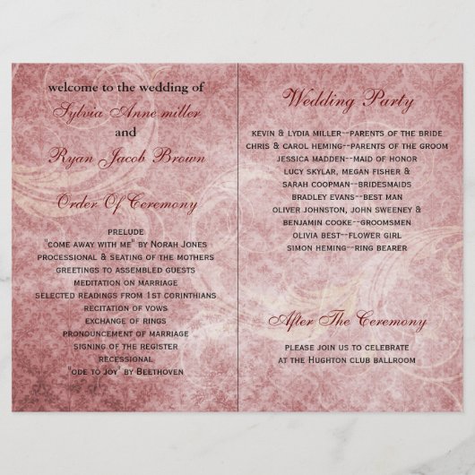 Rustique feuille rouge hiver bi pli programme de m (Dos)