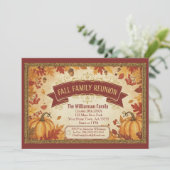 Rustique Feuilles Automne Carte de Réunion Famille (Debout devant)