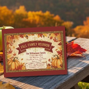 Rustique Feuilles Automne Carte de Réunion Famille