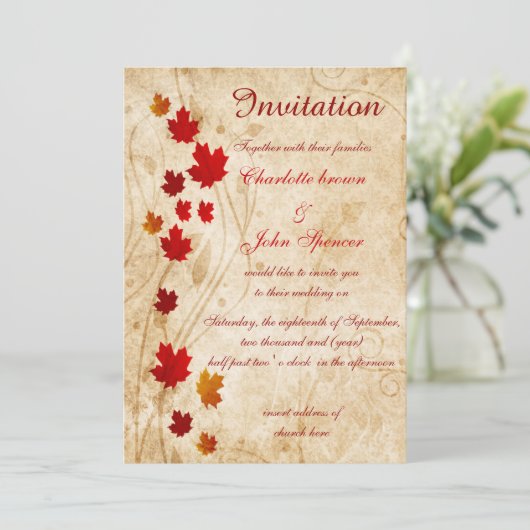 Rustique, feuilles d'érable invitations d'automne (Debout devant)