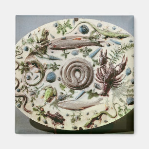 Rustique Figuline-schaal met een witte achtergrond Magneet