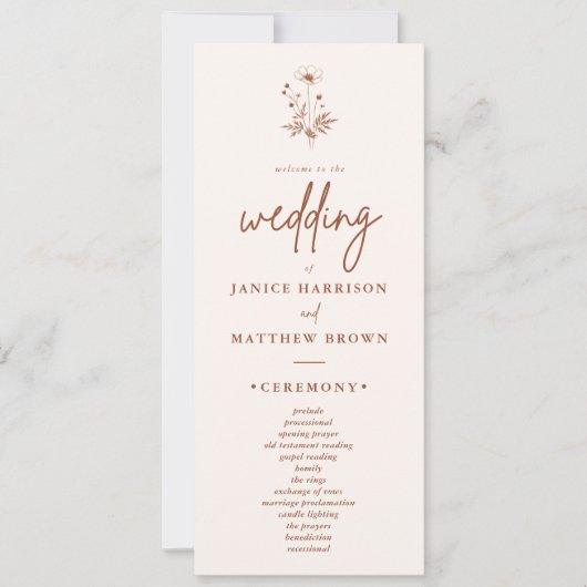 Rustique Fleur sauvage Terracotta Boho Programme d (Devant)