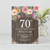 Rustique Floral 70e anniversaire Invitation (Debout devant)