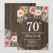 Rustique Floral 70e anniversaire Invitation (Devant / Derrière)