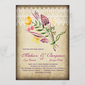 Rustique Floral Aquarelle Vintage Invitations de m