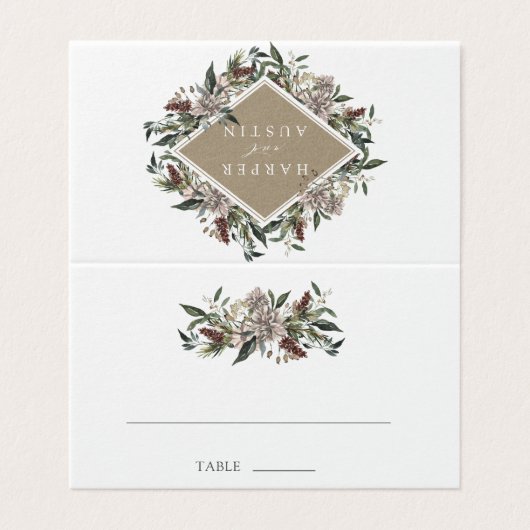 Rustique Floral Automne Mariage d'hiver Table Plac (Outside Unfolded)