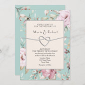 Rustique Floral Blush Faire-part de mariage rose (Devant / Derrière)